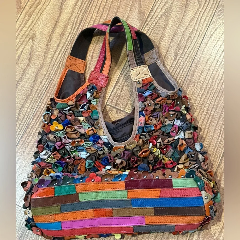 3D Multicolor Floral leather handbag